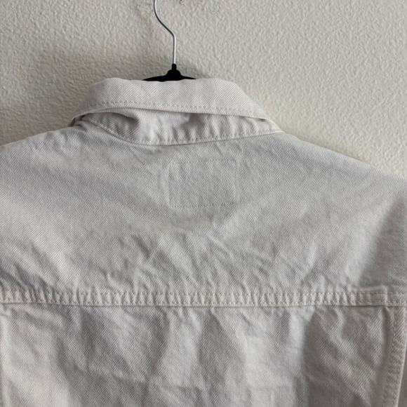 Old Navy‎ White Denim Jacket Womens Size L Button Front Long Sleeve Jean Coat - Picture 9 of 9